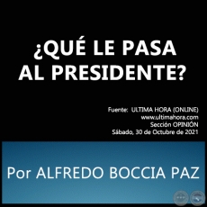 QU LE PASA AL PRESIDENTE? -  Por ALFREDO BOCCIA PAZ - Sbado, 30 de Octubre de 2021